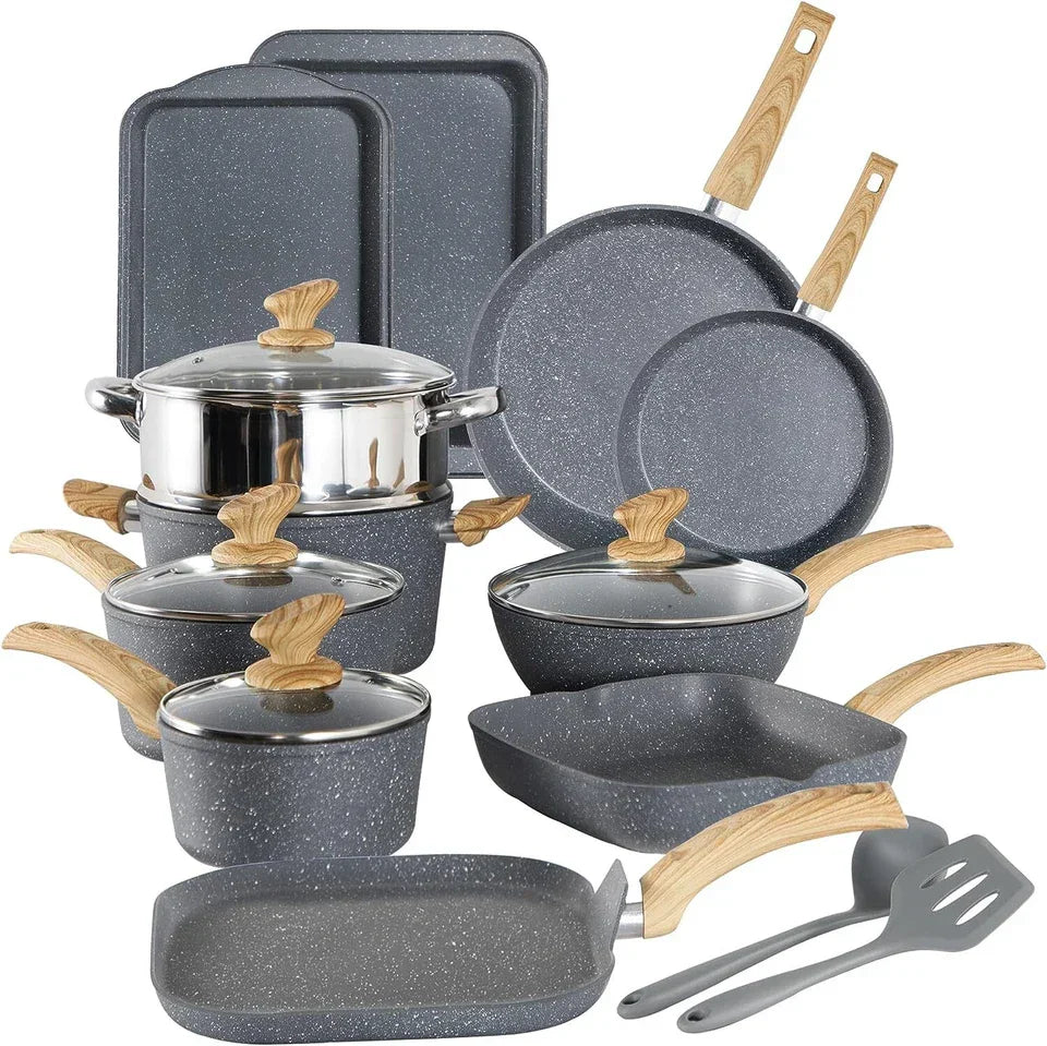 Pots and Pans Set Nonstick Kitchen Induction Cookware Set Granite Coated Pot Set