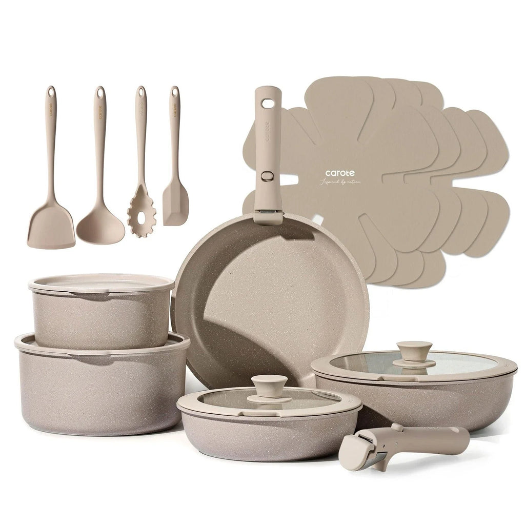 19pcs Pots and Pans Set Non Stick, Nonstick Cookware Set Detachable Handle, I...